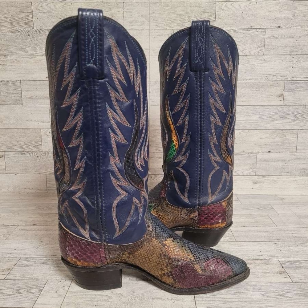 Vintage Dan Post Exotic Rainbow Python Snakeskin … - image 7